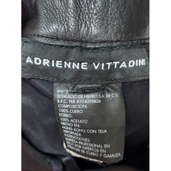 Adrienne Vittadini Pants Womens Shimmery Black Leather High Rise Straight - Picture 6 of 11